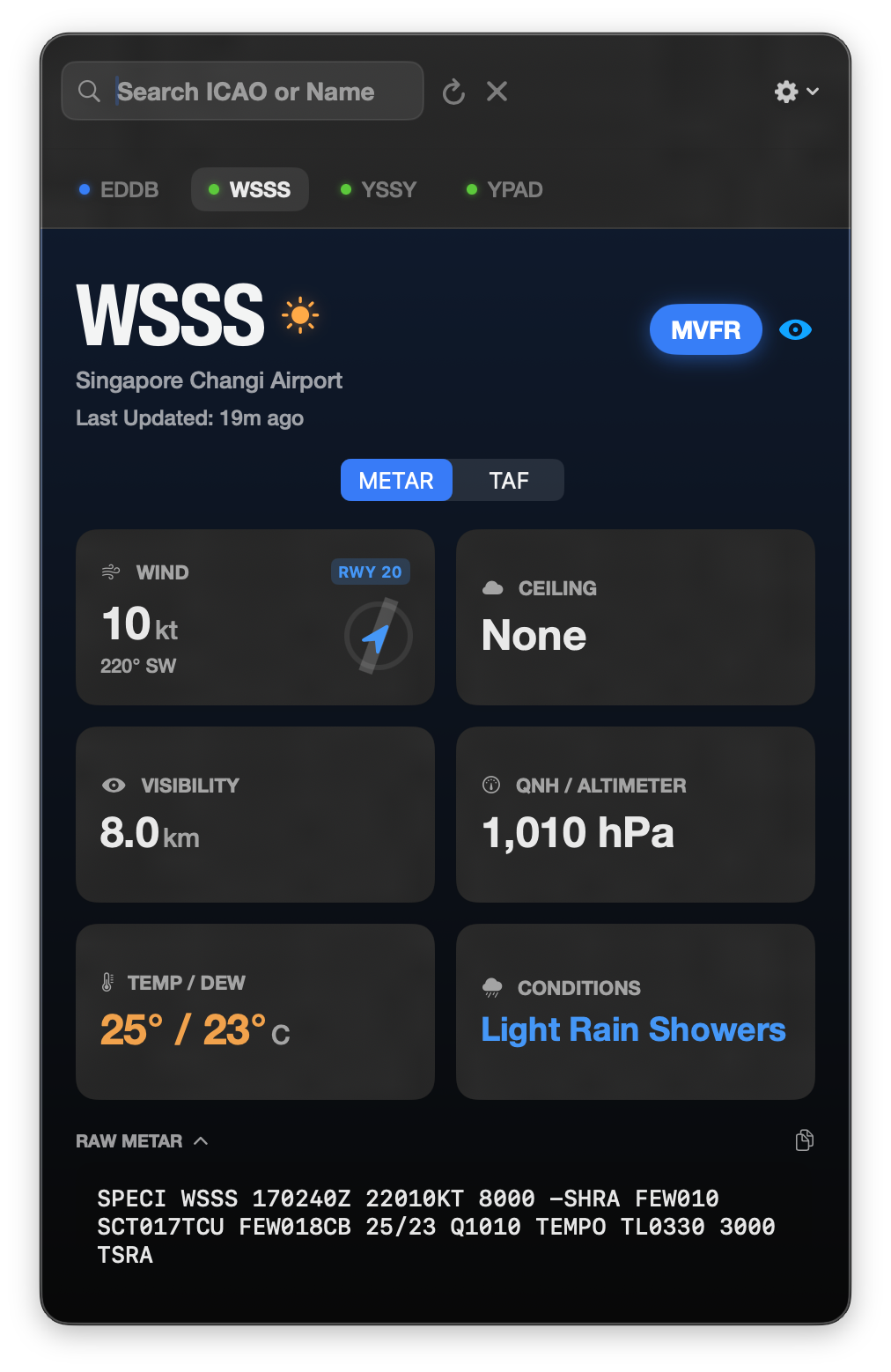FlyCheck Main View - Singapore