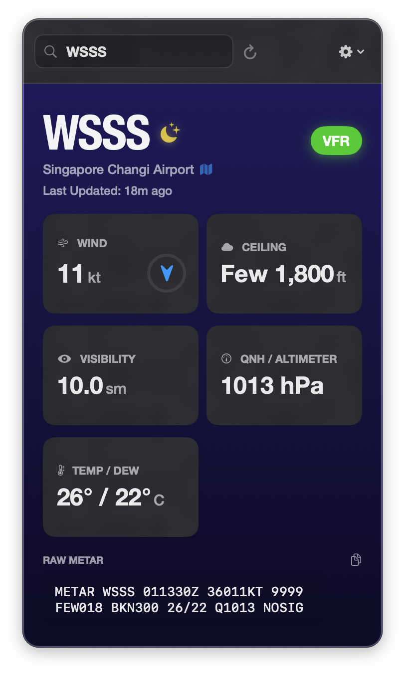 FlyCheck Main View - Singapore